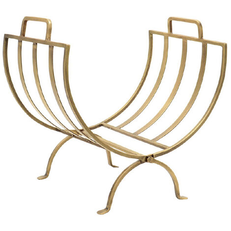 Linear Log Basket - Iron - L50 x W35 x H48.5 cm - Brass