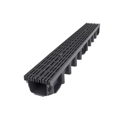 LINEARE ENTWÄSSERUNGSRINNE 100098 MIT PP LINE A15 SCHWARZEM GITTER - MX 01718-6