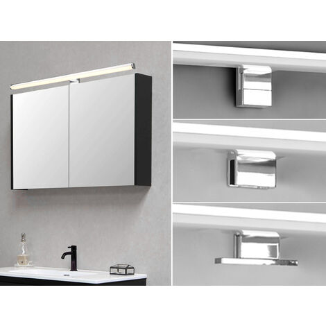 Lineare Spiegellampe Leinen Led Chrom IP44 Trio Beleuchtung
