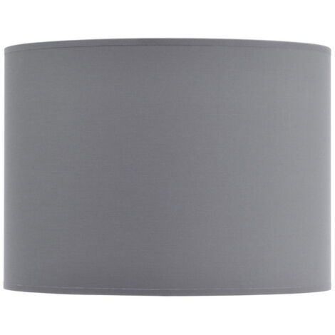 Lined Drum Lampshade - Fabric/Polyester/Cotton Frame - L35.5 x W35.5 x H26 cm - Grey/Silver