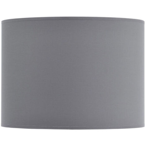 Lined Drum Lampshade - Fabric/Polyester/Cotton Frame - L41 x W41 x H30 cm - Grey/Silver