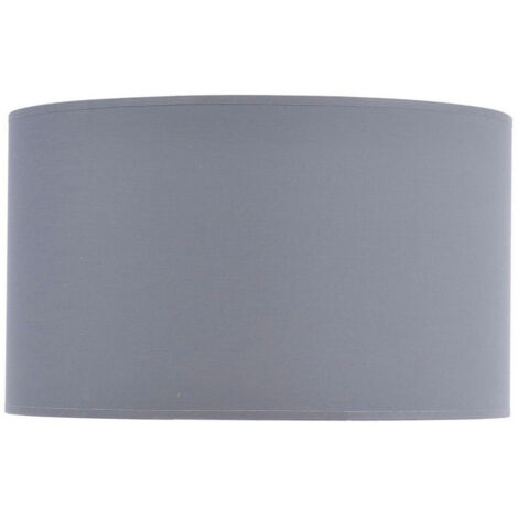 Lined Drum Lampshade - Fabric/Polyester/Cotton Frame - L50 x W50 x H30 cm - Grey/Silver