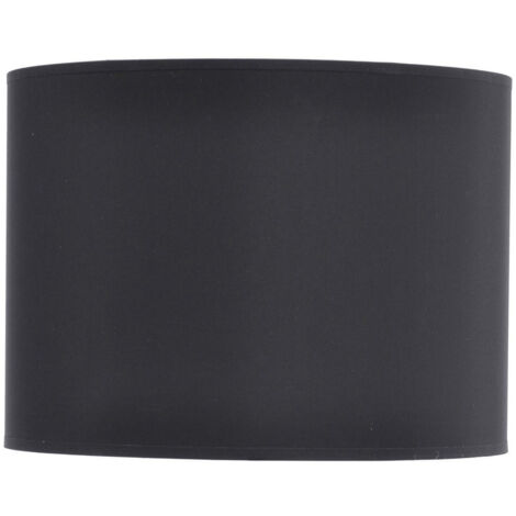 Lined Drum Lampshade - Fabric/Viscose/Polyamide Fram - L35.5 x W35.5 x H26 cm - Black/Silver