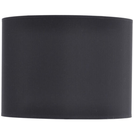 Lined Drum Lampshade - Fabric/Viscose/Polyamide Fram - L41 x W41 x H30 cm - Black/Silver