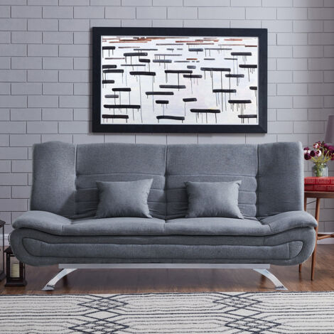 Linen Fabric 2-Seat Convertible Sofa Bed with Pillows