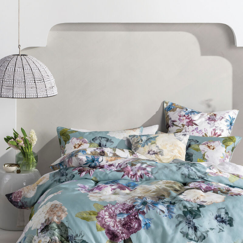 Lena Floral Pillowcase Set 50x75cm Blue - Blue - Linen House