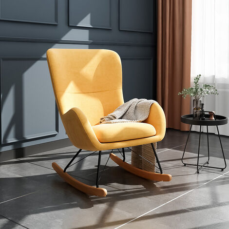 main image of "Linen Rocking Chair Armchair With Pocket"