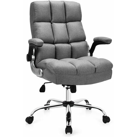 Linen Upholstered Executive Chair Ergonomic High Back Computer Chair Home Office