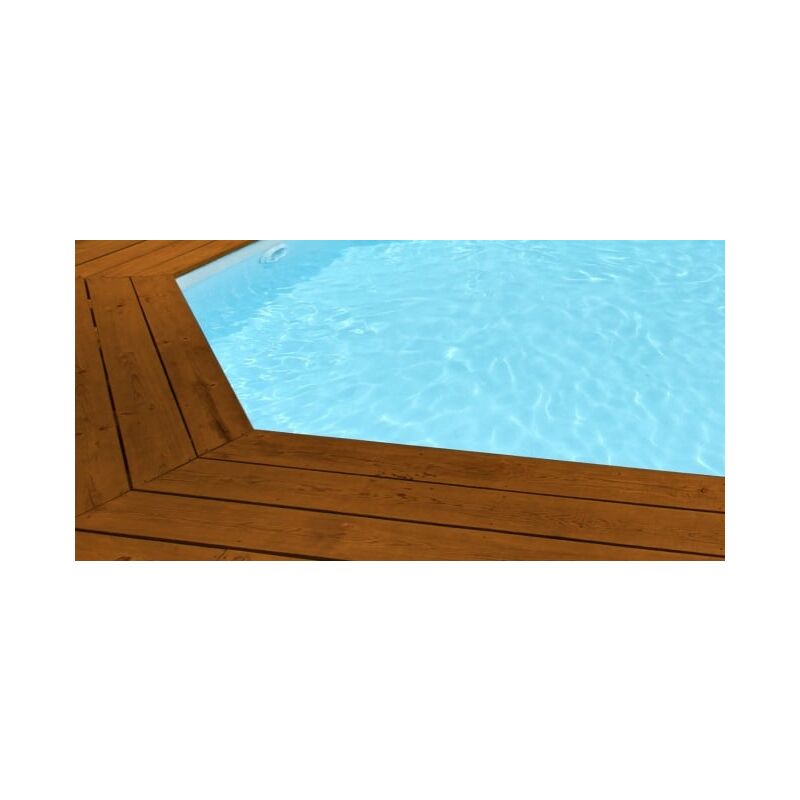 Liner piscine bois Hexa 310 x 111 bleu clair 75/100