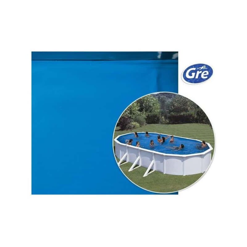 Liner 75/100 classique piscine ovale Gre Pool - Couleur liner: Bleu adriatique - Taille piscine: Ovale 800 x 470 x 132 cm - Accroche: Overlap