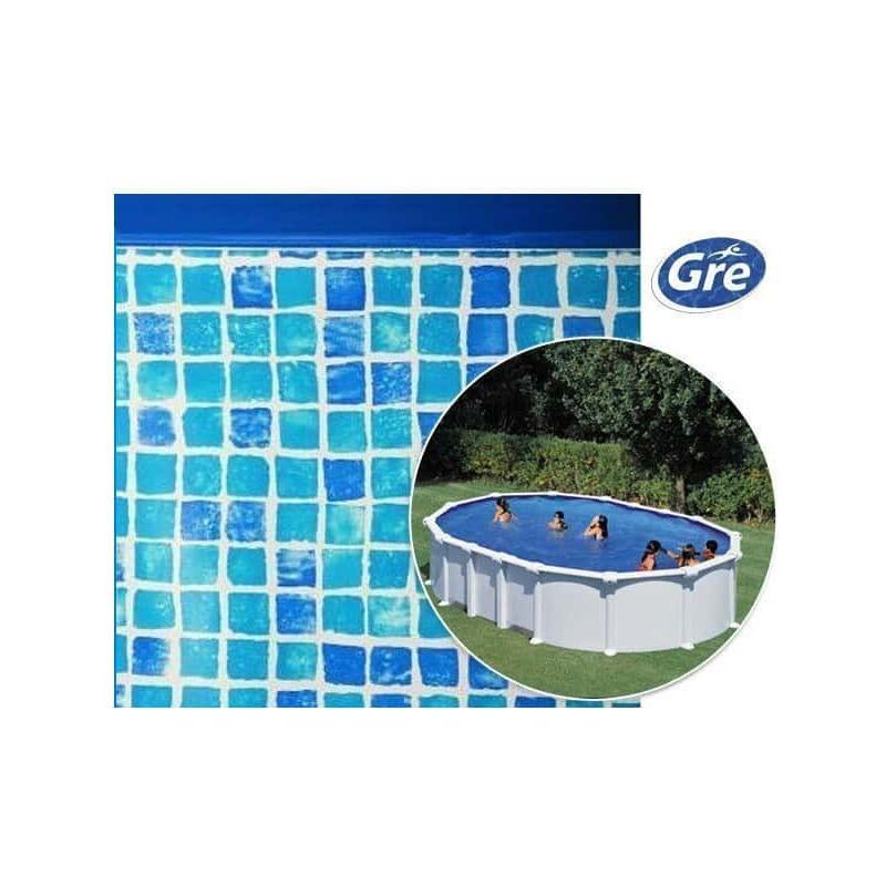 GRE - Liner 0,50 bleu gr&eacute;site piscine ovale 5,00m x 3,00m x 1,32m
