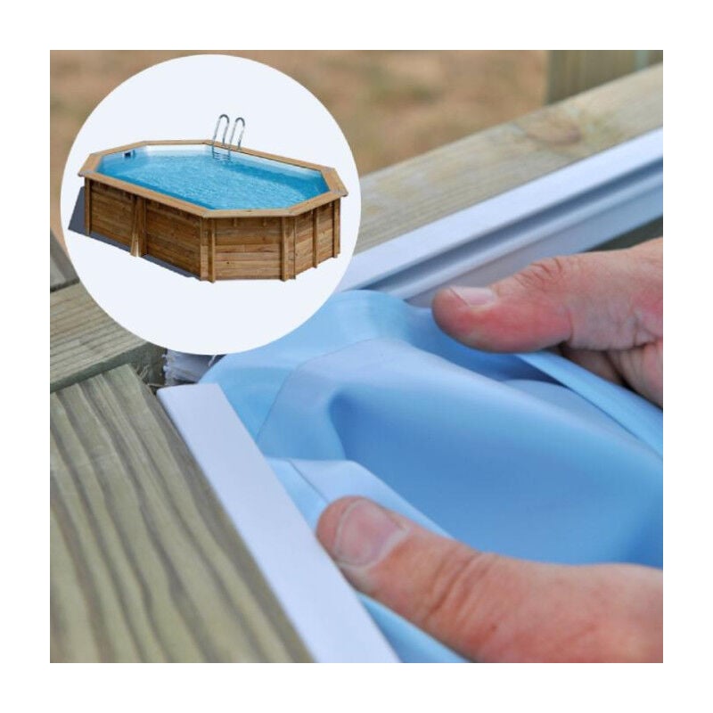 Liner compatible piscine Blooma Lokka 551 x 351 H120 cm - bleu - 75/100ème