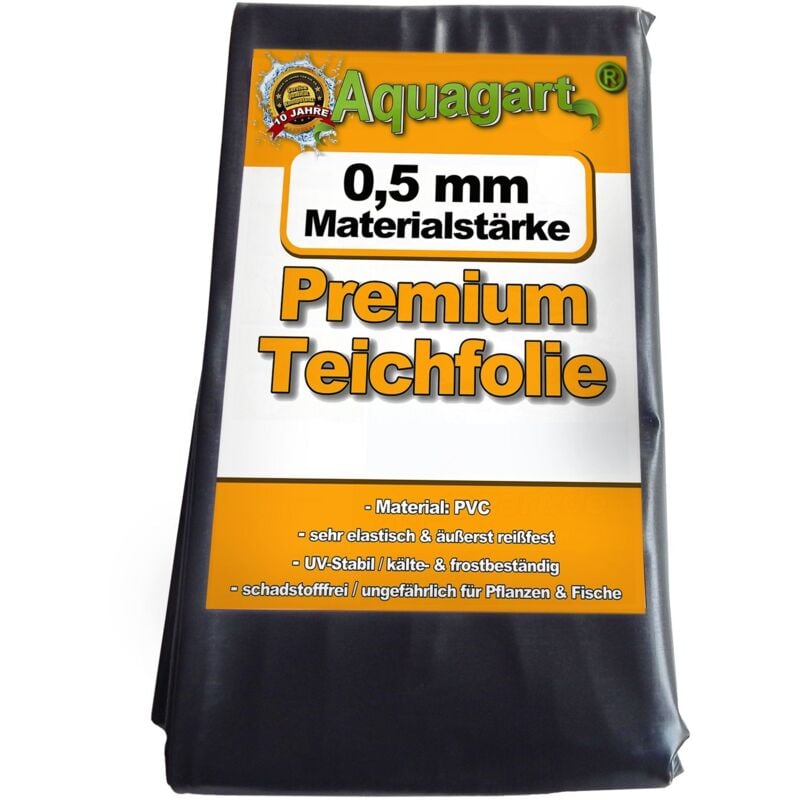 Liner de bassin en pvc 10 m x 6 m 0,5 mm noir, bâche pour le bassin de jardin