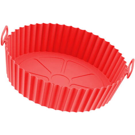 Liner pour Fryer Pot, Silicone alimentaire Réutilisable Rond Épais, Red, 17.5 x 5cm, Paquet 1