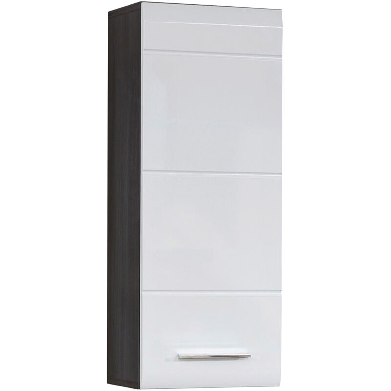 LineBad Armoire de toilette, 1 porte, argent fumé, blanc brillant.