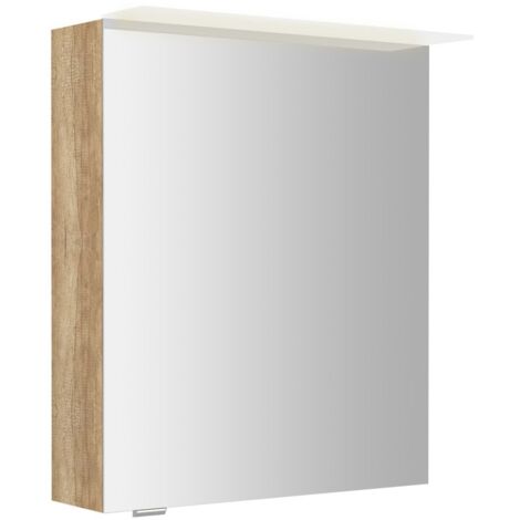LINEX armoire miroir incl. Lumière LED, 60x70x15cm, gauche/droite, chêne Alabama