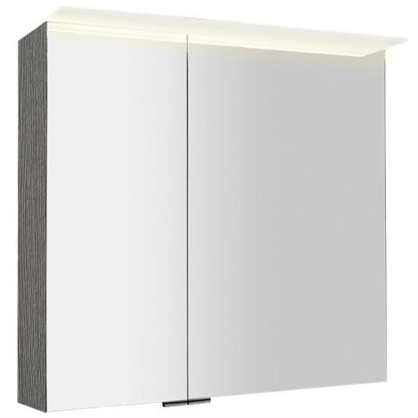 LINEX armoire miroir incl. Lumière LED, 80x70x15cm, chêne argenté