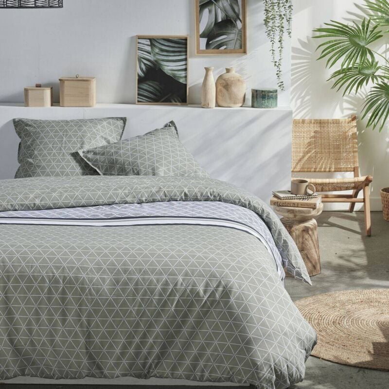 Today - Linge de lit en coton mawira, réversible, 220 x 240 cm