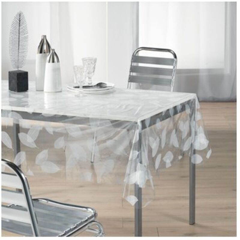 Douceur D'intérieur - Nappe rectangle transparente print feuillages Transparent 140x240 cm