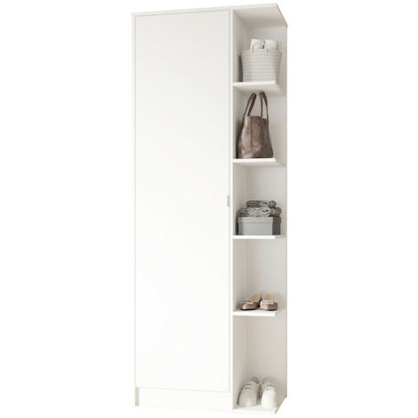 Lingère Meuble à Chaussures 15 Paires 1 Porte 10 Niches Blanc