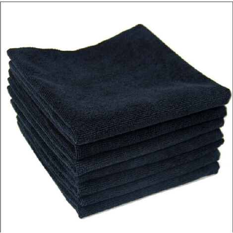 Linges à Vaisselle en Microfibre Chiffons Lavettes Multi-Usages avec Maille en Polyester Côté à Récurer pour Maison Cuisine Salle de Bain Nettoyage Paquet de 8 30X30cm Noir