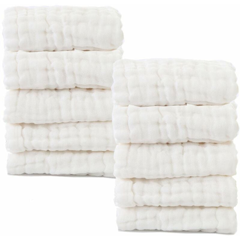 Fei Yu - Lingettes à lessive blanches pour bébé Lingettes pour bébé en coton biologique naturel 10pcs 10 x 10 pouces