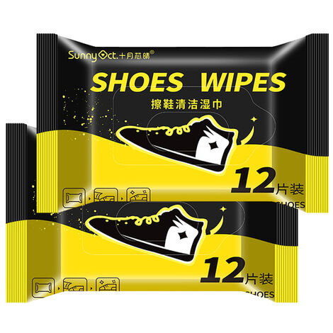 Lingettes de nettoyage jetables portables, outils de nettoyage de chaussures, baskets, soins du cuir, nettoyage de cuisine, humide rapide, 12 pièces/ensemble,2 Pack