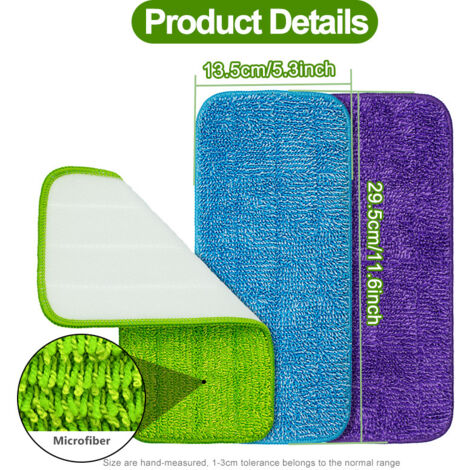 Lingettes de rechange pour balai microfibre Swiffer Wet Jet de 30 cm (12 pouces) : 1 lingette violette, 1 lingette bleue et 1 lingette verte.