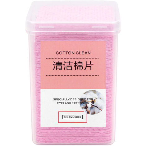 Lingettes démaquillantes en coton, 200 pièces, tampons nettoyants pour colle à cils, doux et respectueux de la peau, accessoires de maquillage pour le visage,Rose