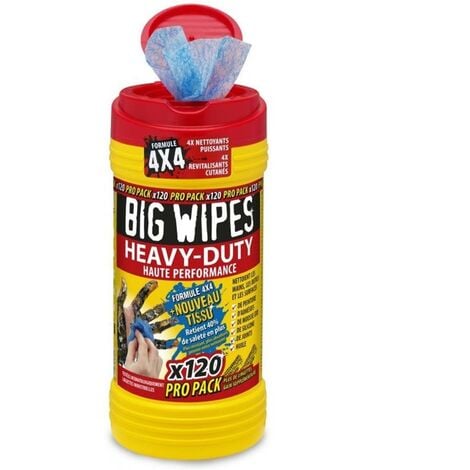 BIG WIPES Tube de 120 lingettes industrielles HEAVY-DUTY - Tube (boite) de 120 linguettes