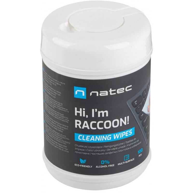 Nettoyage Wipes Racooon 10x10 cm Pack 100 uds (NSC-1796) - Natec