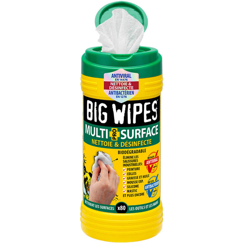 Lingettes industrielles multi-surfaces, 80 pièces.