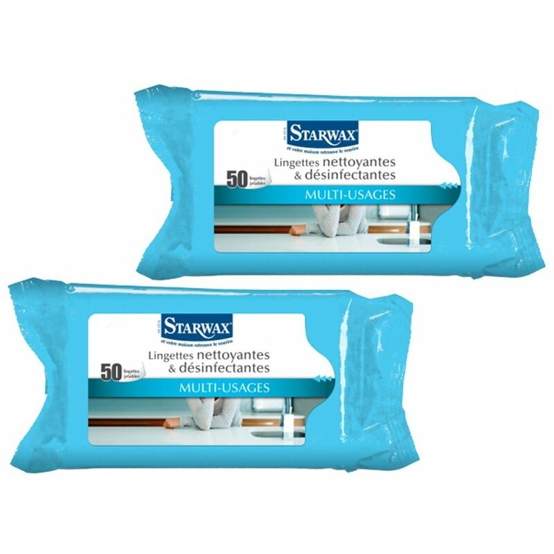 Lingettes nettoyantes désinfectantes multi-usages X50 - Lot de 2 - Bleu - Calicosy