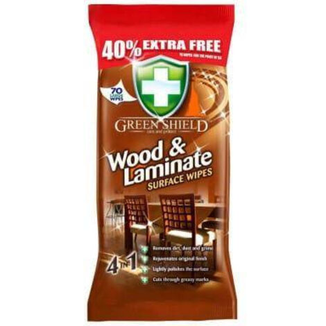 Lingettes nettoyantes Green Shield pour meubles en bois et stratifié, 70 unités