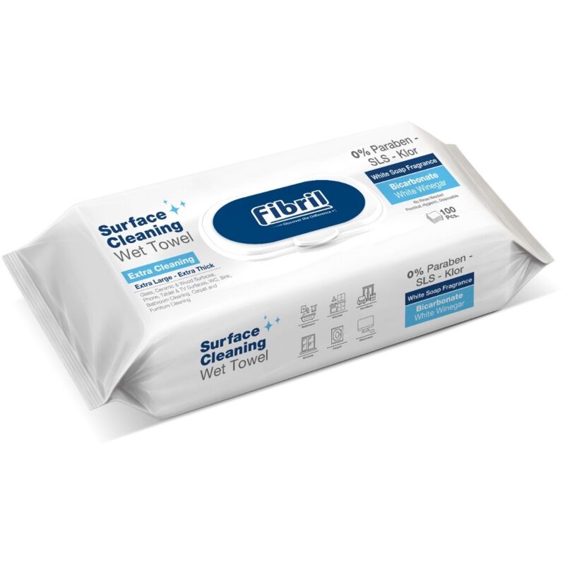 Lingettes nettoyantes humides FIBRIL XL bleues - Paquet de 100 pièces