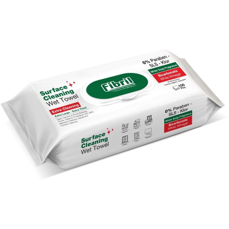 Lingettes nettoyantes humides FIBRIL XL vertes - Paquet de 100 pièces