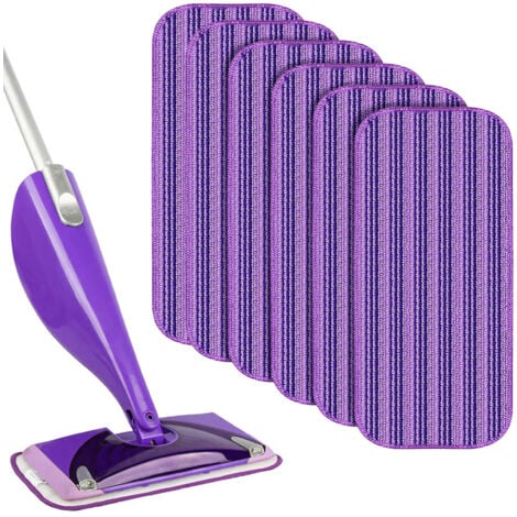 Lingettes Reutilisable pour Swiffer WetJet 6 Packs,Tampon à vadrouille réutilisable,Mop Pads en Microfibres pour Nettoyer et frotter Les sols secs ou humides - Violet