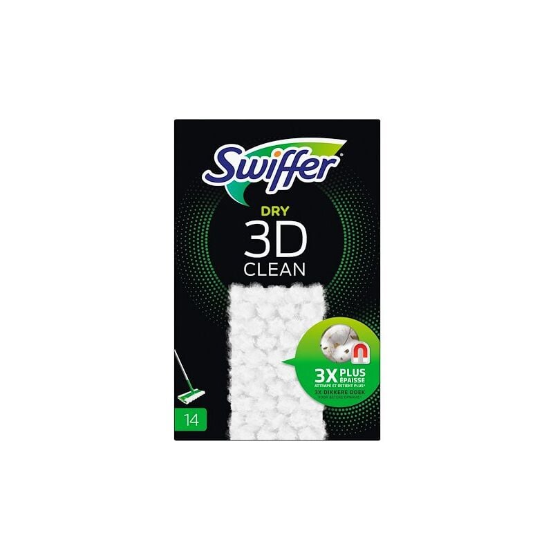Swiffer - Lingettes sèches 3D Clean - Boîte de 14