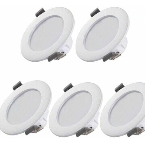 Linghhang – Pack de 5 spots LED encastrables salle de bain – IP44 ultra-plat 35mm – Blanc neutre 4000K – 460Lm – Installation facile sur 230V