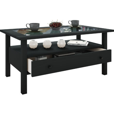 LingisL Couchtisch 1 Schublade 1 Ablage schwarz.