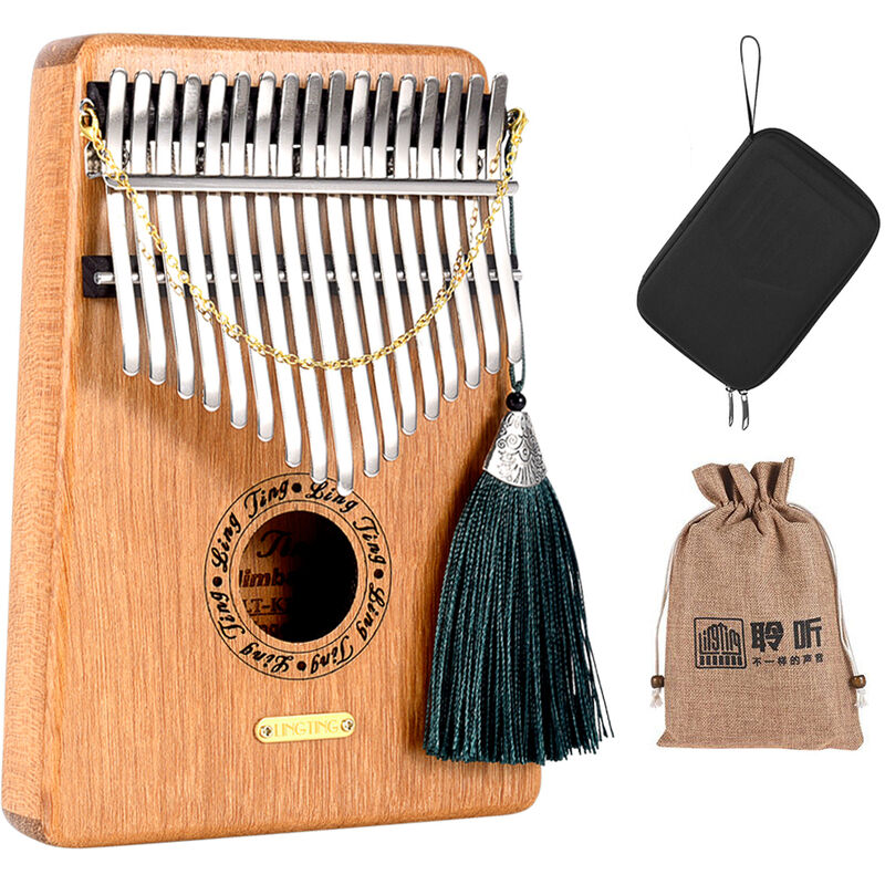 

K17G Piano de pulgar portatil de 17 teclas Kalimba Mbira G Tonality Material de sandalo con bolsa de almacenamiento Estuche de transporte Pegatinas