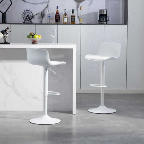 LINHOO Lot de 2 Tabourets de Bar Réglables Pivotants avec Dossier et Pied Métal