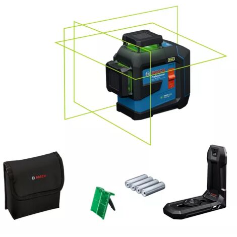BOSCH PROFESSIONAL Linienlaser 3 Ebenen GLL 80-33 G Professional + 4 Batterien 1.5 V LR6 AA - BOSCH - 601065500