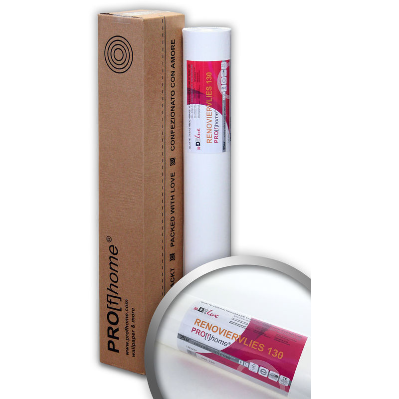 Lining paper for painting 130 g Profhome 399-130 non-woven standard wall liner smooth paintable 1 roll 201 sq ft (18.75 sqm) - white