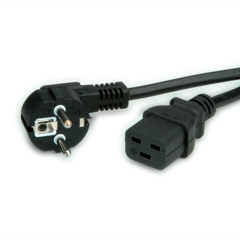 Link Accessori LP21964 - Cable (3 m, Male connector / Female connector, Enchufe tipo E, C19 acoplador, 250 V, Negro)