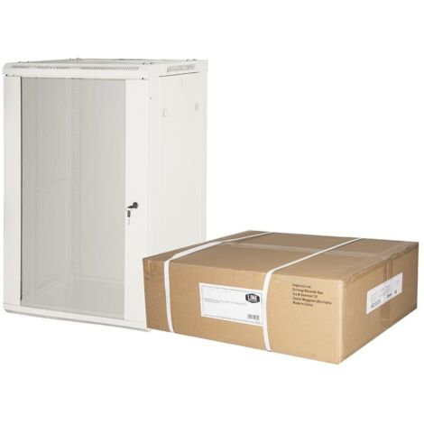 Link Armadio Rack 19” 18 Unità Da Muro (A) 905 x (L) 600 x (P) 450 Grigio Disassemblato Porta Vetro