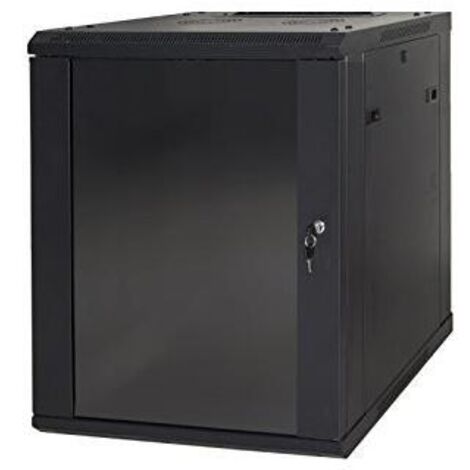 Link ARMADIO RACK 19” 9 UNITA' DA MURO A) 500 x (L) 600 x (P) 450 NERO DISASSEMBLATO PORTA VETRO