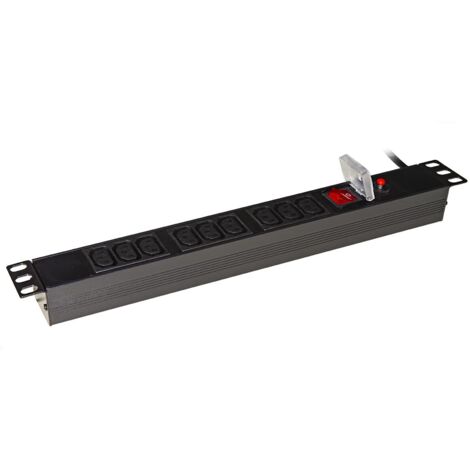 Link LK10052IT Multipresa 9 Prese Femmina Iec C13 Per Armadi Rack 19 Con Spina Italiana 16A, Nero