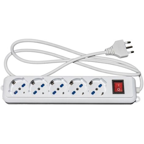 Link LKMP05 Multipresa 5 Prese Universali Ita-Schuko 10-16A Spina 16A con Interruttore