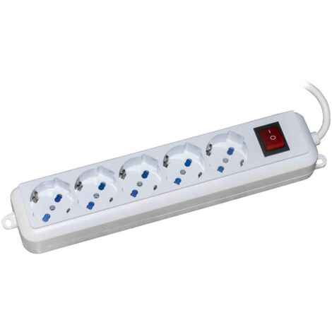 Link LKMP053 Multipresa 5 Prese Universali ITA Schuko 10-16A Spina Tripolare 16A Interruttore Luminoso Cavo 3 m colore Bianco